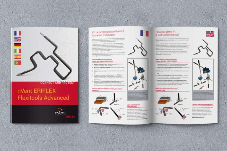 Guide produit multilingue nVent, mise en page et impression par JLS Studio