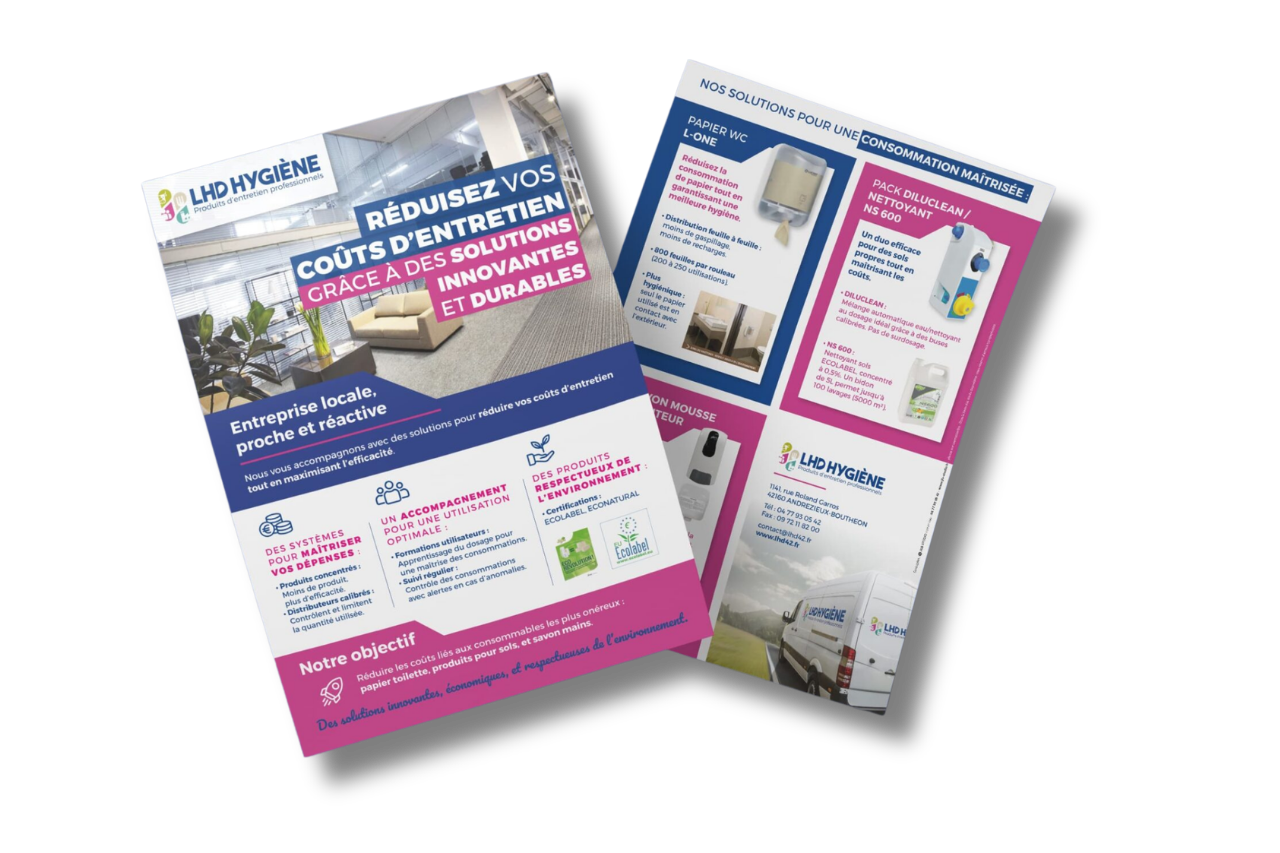 Flyer LHD Hygiène réalisé par JLS Studio, agence de communication dans la Loire
