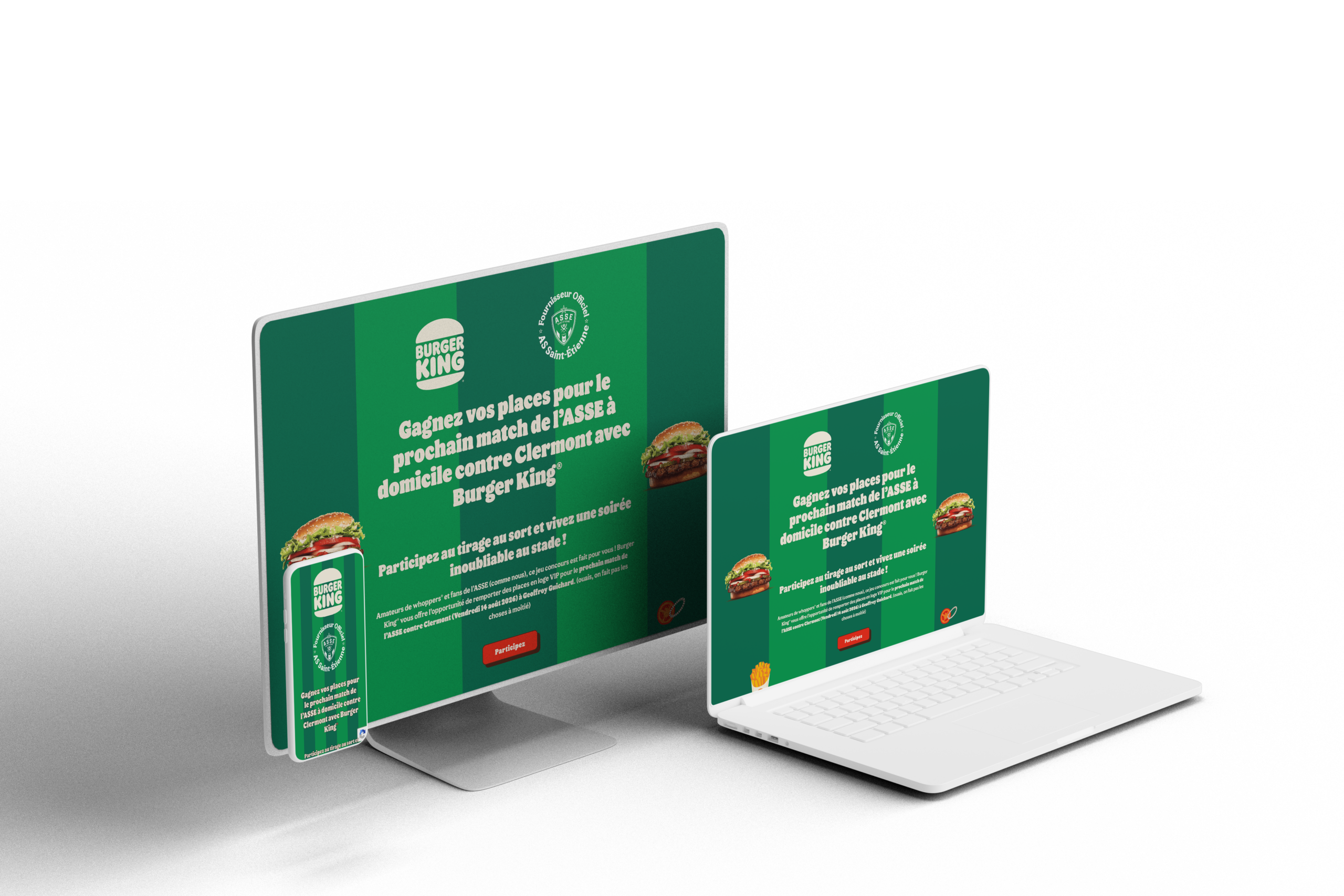 Site de l'opération Burger King et ASSE réalisé par JLS Studio
